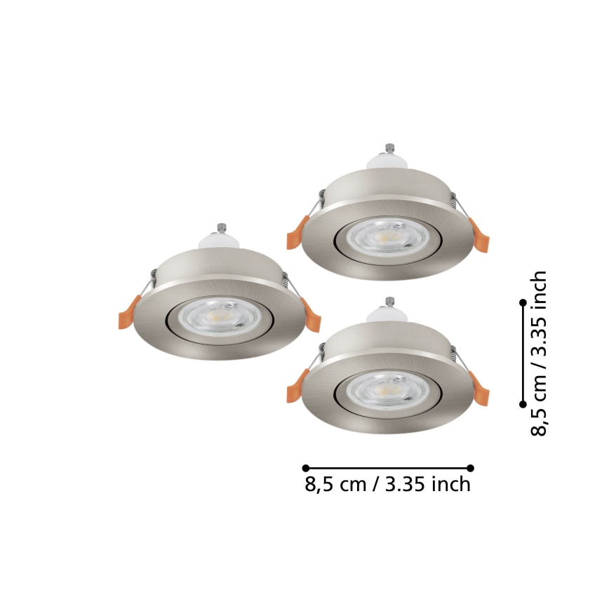 Eglo - KOMPLEKT 3x LED vannitoa lae-spotivalgustit, 1xGU10/4,5W/230V, IP44, mattkroom