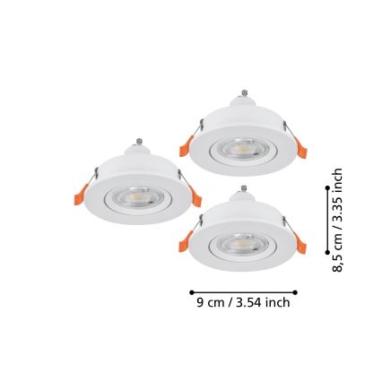 Eglo - KOMPLEKT 3x LED süvistatav punktvalgusti 1xGU10/4,5W/230V valge