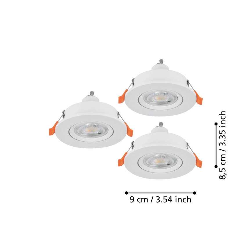 Eglo - KOMPLEKT 3x LED süvistatav punktvalgusti 1xGU10/4,5W/230V valge