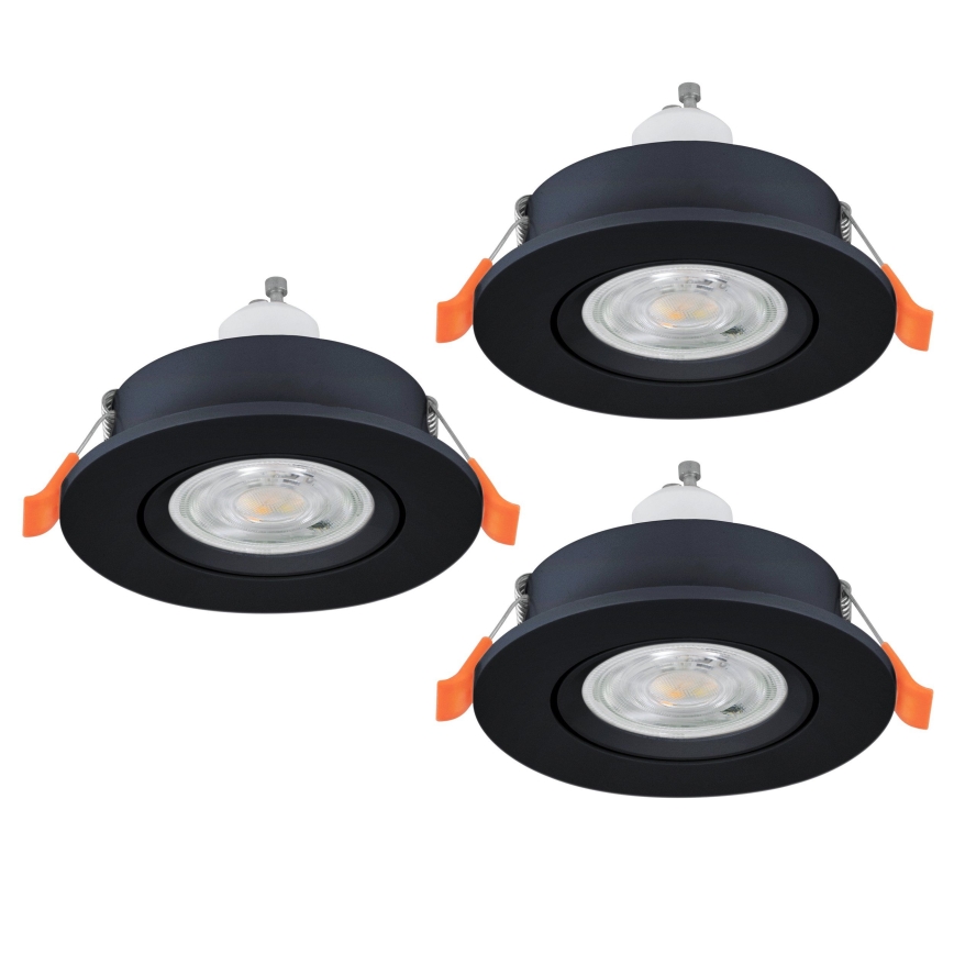 Eglo - Komplekt 3x LED laesisse paigaldatav spot-valgusti 1xGU10/4,5W/230V must