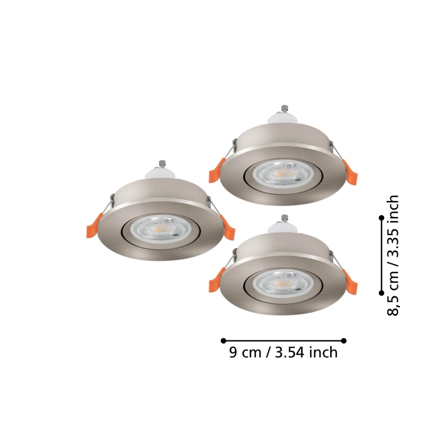 Eglo - KOMPLEKT 3x LED süvistatav laevalgusti 1xGU10/4,5W/230V mattkroom