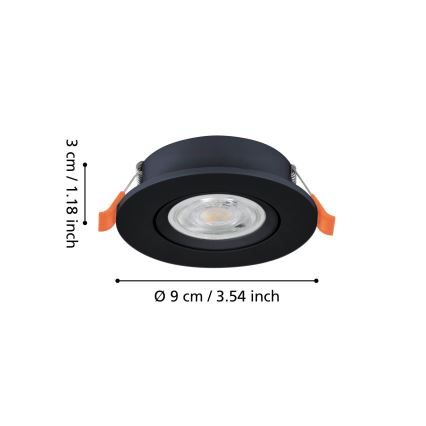 Eglo - LED lae sissepaigaldatav suunavalgusti LED/4,8W/230V 2700/4000/6500K must