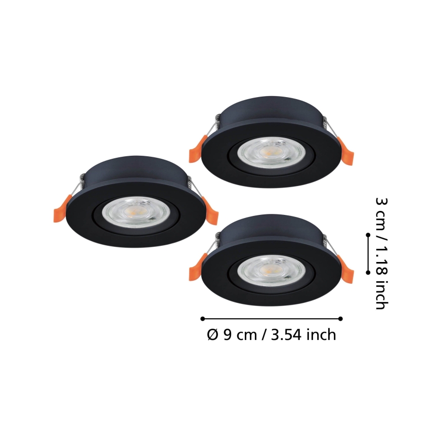 Eglo - komplekt 3x LED süvistatav spot-valgusti LED/4,8W/230V 2700/4000/6500K must