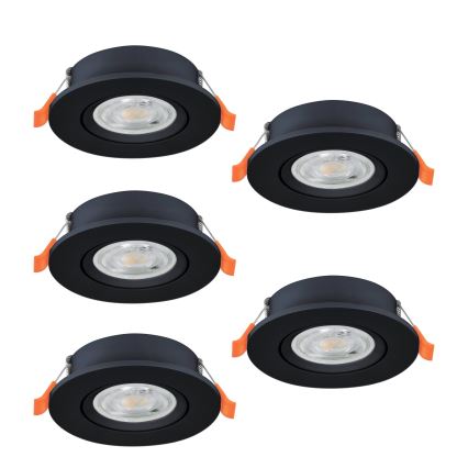 Eglo - Komplekt 5x LED süvistatav punktvalgusti LED/4,8W/230V 2700/4000/6500K must