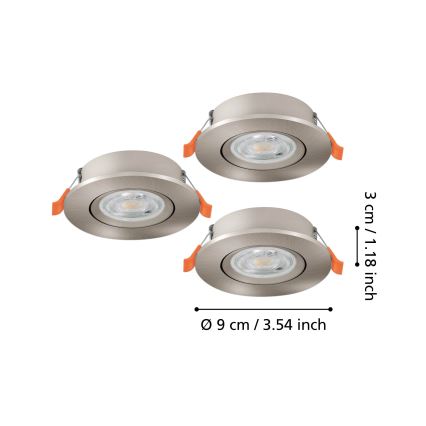 Eglo - 3-osaline LED süvistatav punktvalgusti LED/4,8W/230V 2700/4000/6500K mattkroom