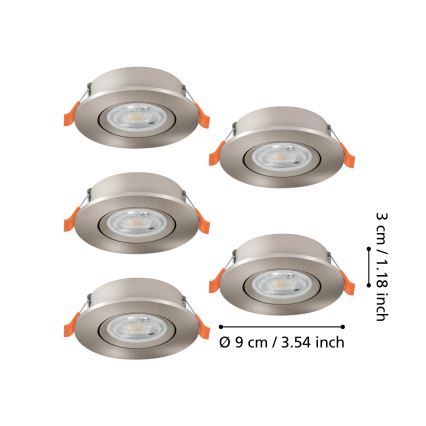 Eglo - 5-osaline LED laesse süvistatavate punktvalgustite komplekt LED/4,8W/230V 2700/4000/6500K mattkroom
