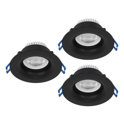 Eglo - Komplekt 3 tk LED-vannitoa sisseehitatavad laevalgustid LED/4,9W/230V 2700/4000/6500K läbimõõt 8,8 cm IP65 must