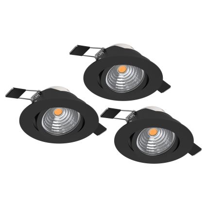 Eglo - KOMPLEKT 3x LED hämardatavad süvistatavad laevalgustid LED/6,4W/230V Ø 8,8 cm mustad