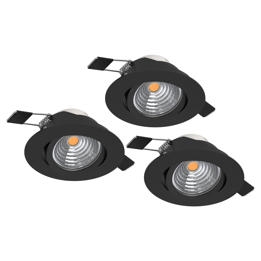 Eglo - KOMPLEKT 3x LED hämardatavad süvistatavad laevalgustid LED/6,4W/230V Ø 8,8 cm mustad