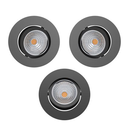 Eglo - KOMPLEKT 3x LED hämardatavad süvistatavad laevalgustid LED/6,4W/230V Ø 8,8 cm mustad