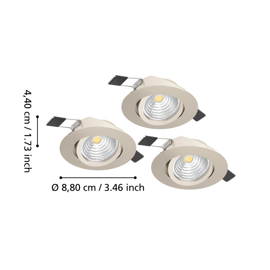 Eglo - komplekt 3x LED hämardatav süvistatav laevalgusti LED/6,4W/230V läbimõõt 8,8 cm mattkroom