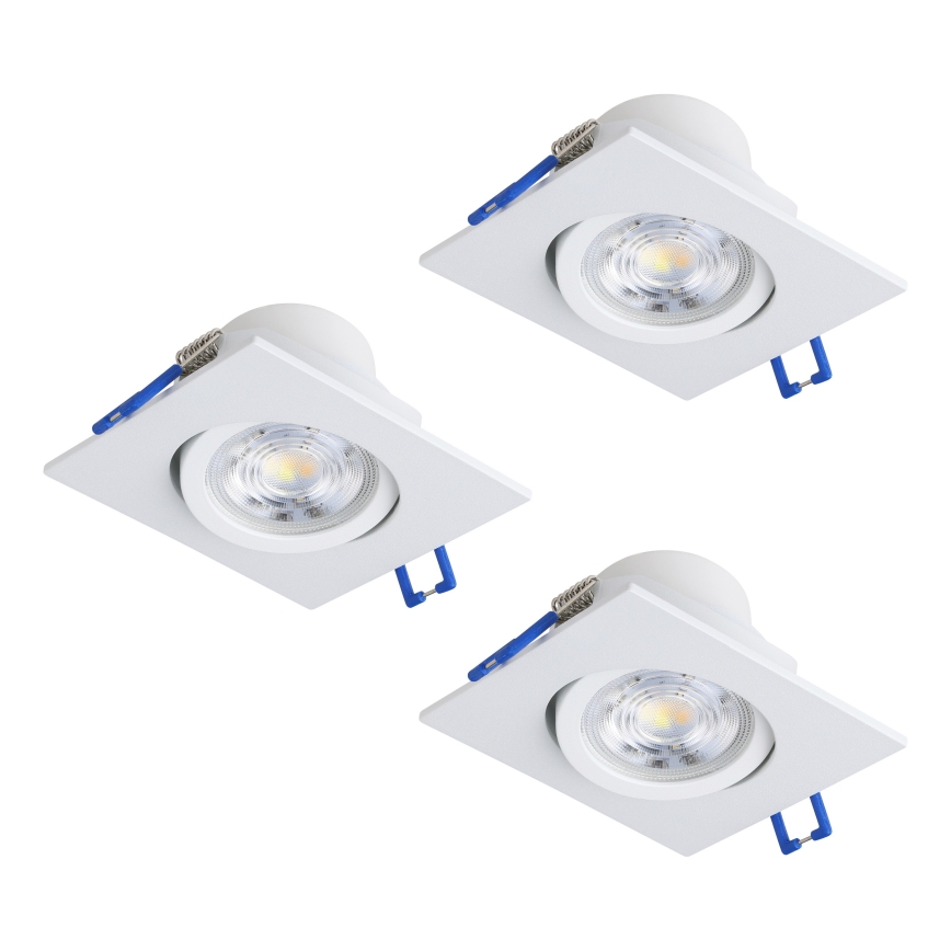 Eglo - 3‑osaline komplekt hämardatavaid LED-alakatusse paigaldatavaid valgustid, LED/4,8W/230V, 8,8x8,8 cm, valge