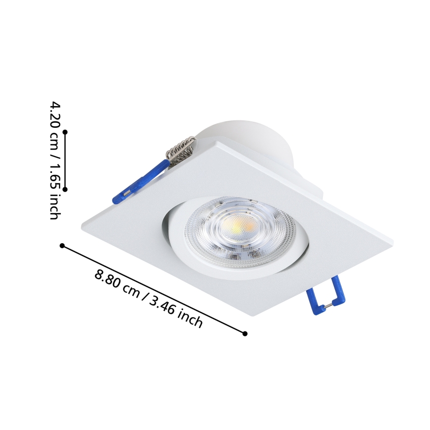 Eglo - 3‑osaline komplekt hämardatavaid LED-alakatusse paigaldatavaid valgustid, LED/4,8W/230V, 8,8x8,8 cm, valge