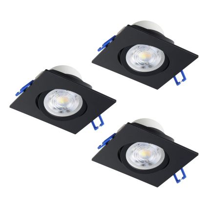 Eglo - KOMPLEKT 3x LED hämardatav süvistatav valgusti LED/4,8W/230V 8,8x8,8 cm must