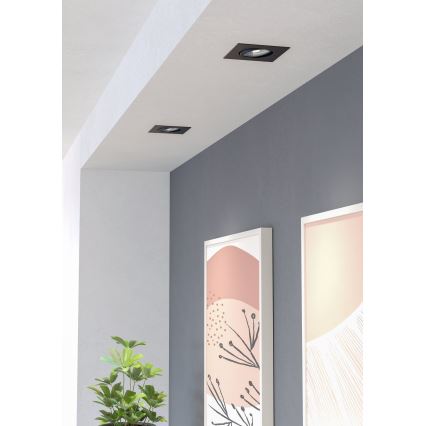 Eglo - KOMPLEKT 3x LED hämardatav süvistatav valgusti LED/4,8W/230V 8,8x8,8 cm must