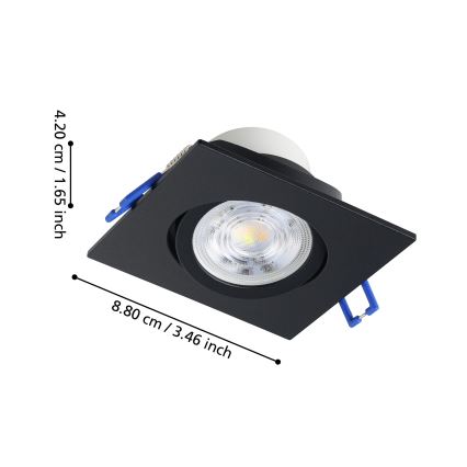Eglo - KOMPLEKT 3x LED hämardatav süvistatav valgusti LED/4,8W/230V 8,8x8,8 cm must