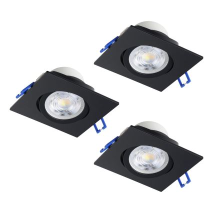 Eglo - Komplekt 3× hämardatavat LED-süvistatavat laevalgustit LED/6,4W/230V 8,8x8,8 cm must