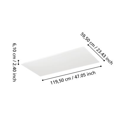 Eglo - LED hämardatav pindpaigaldatav paneel LED/35,5W/230V 2700-6500K 120x60 cm valge + kaugjuhtimispult