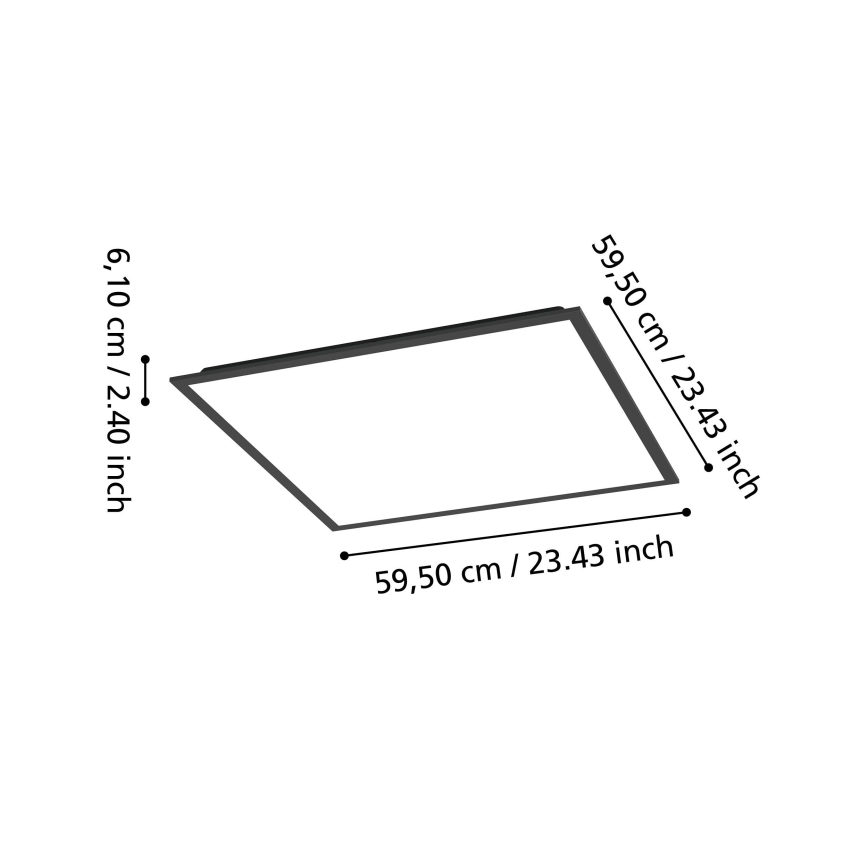 Eglo - pinnapealne LED-paneel, 32,5 W, 230 V, 2700/4000/6500 K, 60x60 cm, must