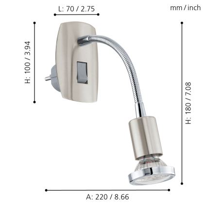 Eglo - LED Pistiklamp 1xGU10-LED/3W/230V