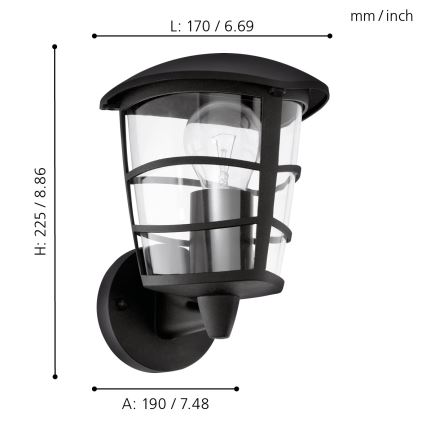 Eglo - LED Väli seinavalgusti 1xE27/8,5W/230V IP44