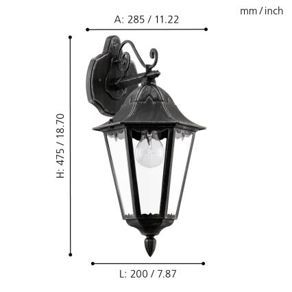 Eglo - Väli seinavalgusti 1xE27/60W/230V IP44