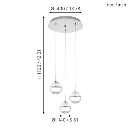 Eglo - LED lühter 3x LED/5W/230V