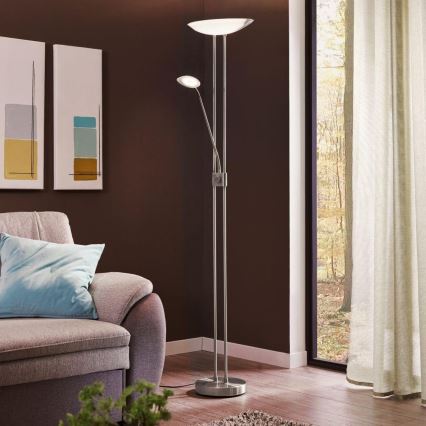 Eglo - LED Hämardatav põrandalamp LED/20W + LED/2,5W läikiv kroom