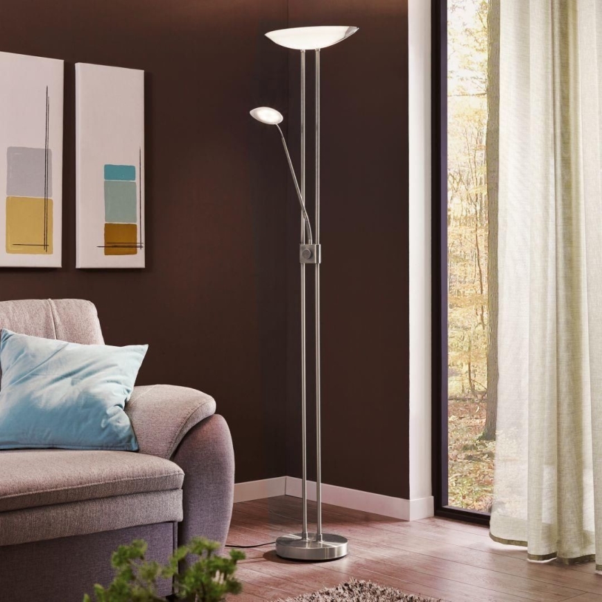 Eglo - LED Hämardatav põrandalamp LED/20W + LED/2,5W läikiv kroom