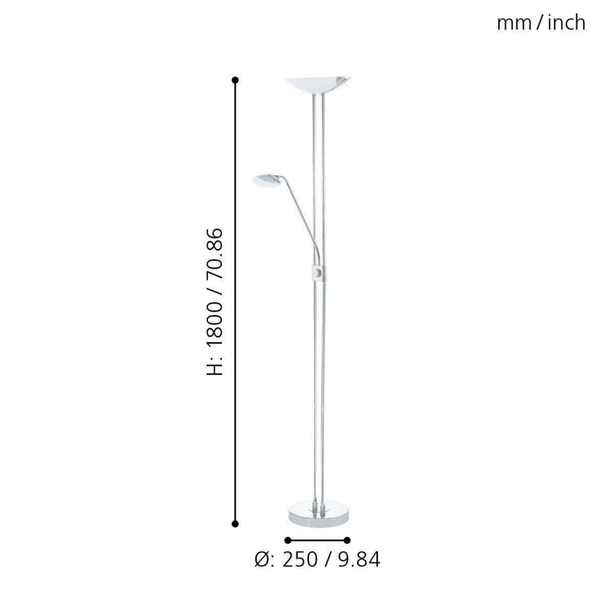 Eglo - LED Hämardatav põrandalamp LED/20W + LED/2,5W läikiv kroom