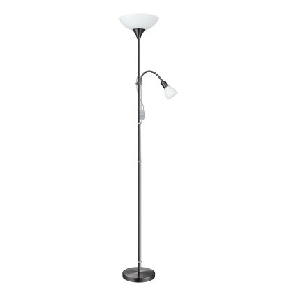 Eglo - Põrandalamp 1xE27/60W/230V + 1xE14/25W/230V must/kroom