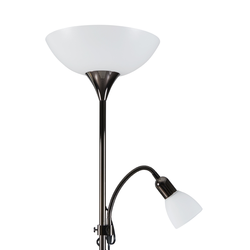 Eglo - Põrandalamp 1xE27/60W/230V + 1xE14/25W/230V must/kroom