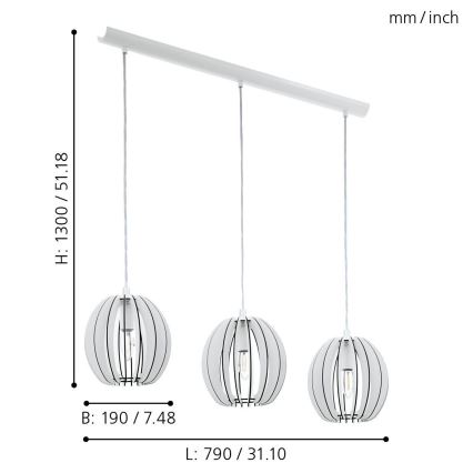 Eglo 94444 - Lühter COSSANO 3xE14/40W/230V