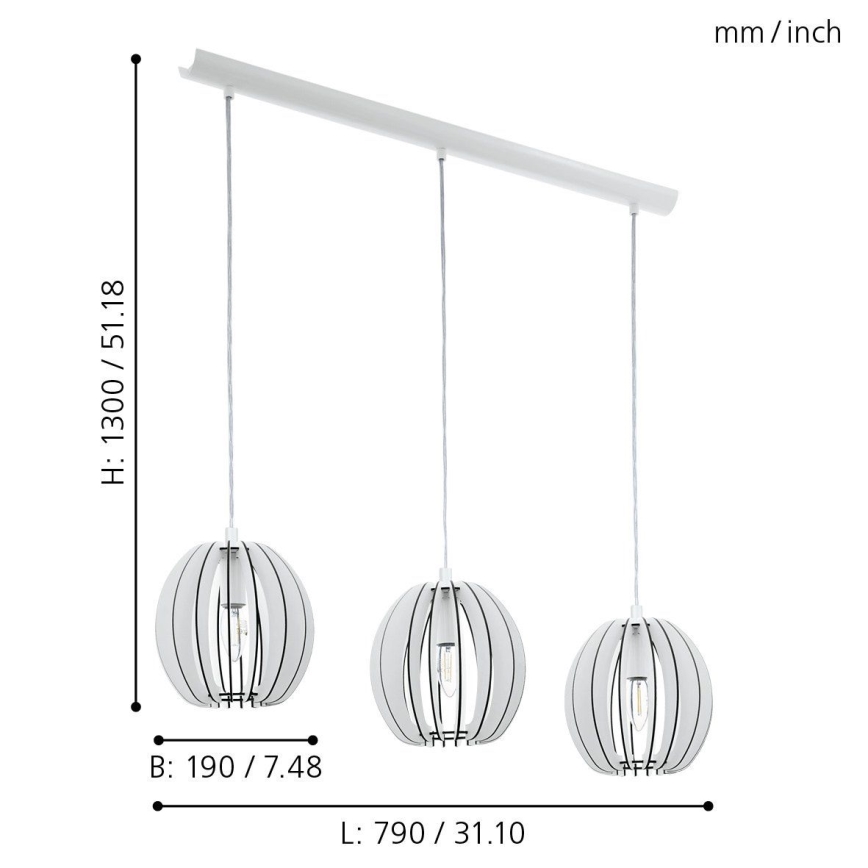 Eglo 94444 - Lühter COSSANO 3xE14/40W/230V