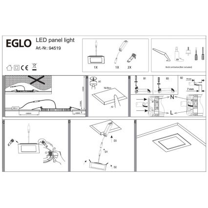 Eglo 94519 - LED Süvistatav valgusti FUEVA 1 LED/2,7W/230V