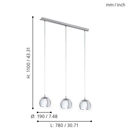 Eglo - lühter 3xE27/60W/230V