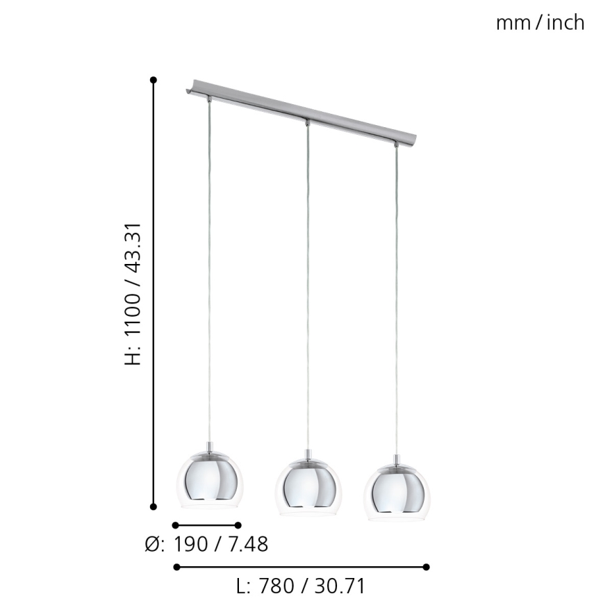 Eglo - lühter 3xE27/60W/230V