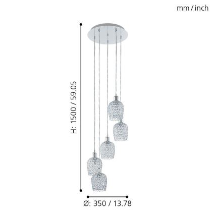 Eglo - Lühter 5xE27/60W/230V
