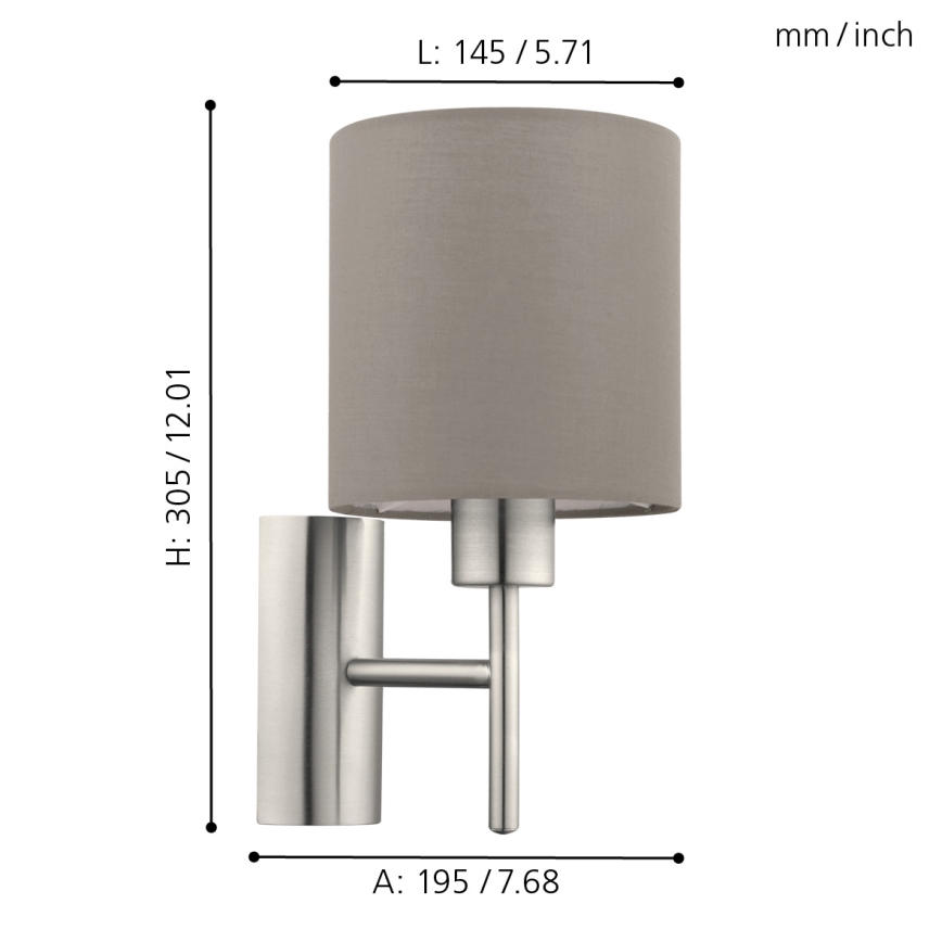 Eglo - Seinavalgusti 1xE27/60W/230V taupe