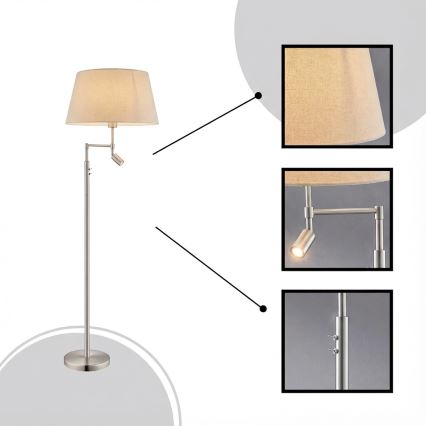 Eglo - Põrandalamp 1xE27/60W + LED/2,1W