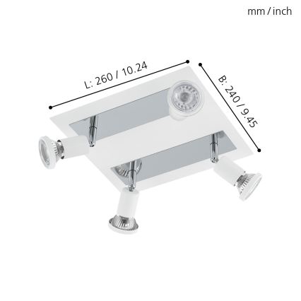 Eglo 94962 - LED-kohtvalgusti SARRIA 4xGU10-LED/5W/230V