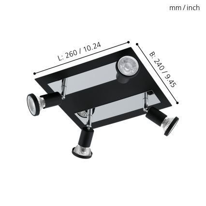 Eglo 94966 - LED-kohtvalgusti SARRIA 4xGU10-LED/5W/230V