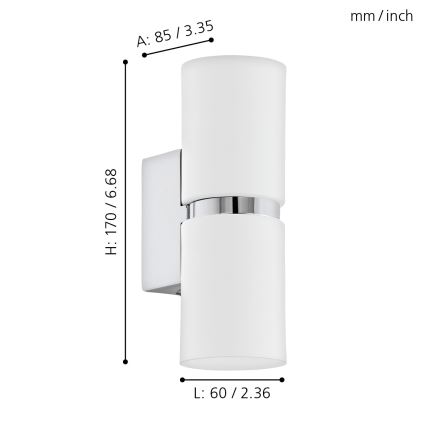 Eglo - LED-seinavalgusti 2xGU10-LED/4W/230V