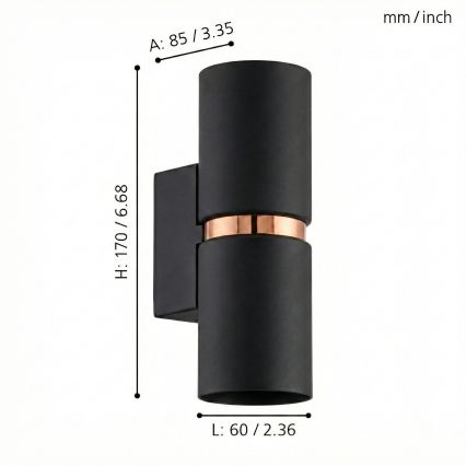 Eglo 95371 - LED-seinavalgusti PASSA 2xGU10-LED/4W/230V