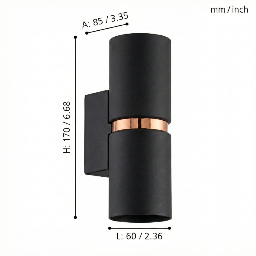 Eglo 95371 - LED-seinavalgusti PASSA 2xGU10-LED/4W/230V
