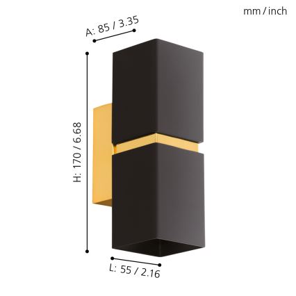 Eglo - LED-seinavalgusti 2xGU10-LED/4W/230V