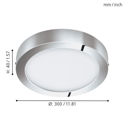 Eglo 96058 - LED-vannitoavalgusti FUEVA 1 LED/22W/230V IP44 Ø 30 cm