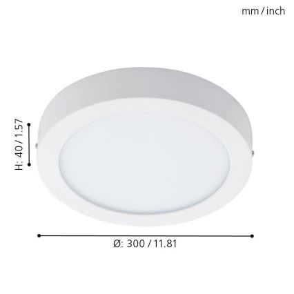 Eglo 96168 - LED-vannitoa laevalgusti FUEVA 1 LED/22W/230V IP44, läbimõõt 30 cm