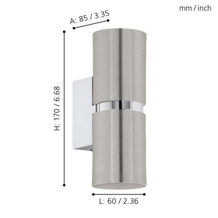 Eglo - LED-seinavalgusti 2xGU10/3.3W/230V ümmargune