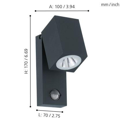 Eglo - LED outdoor seinavalgusti with a andur LED/5W/230V